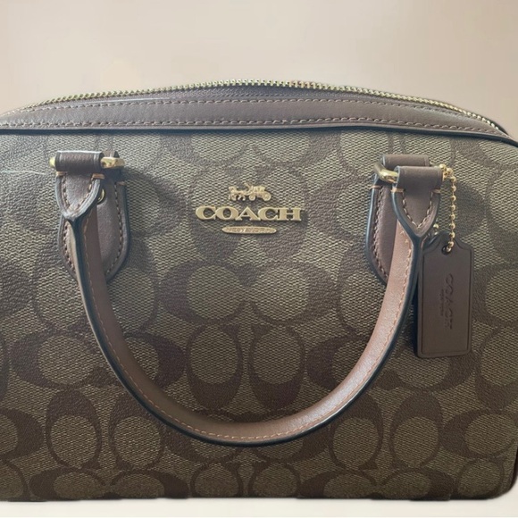 Coach Brown and Tan Signature Satchel - Picture 1 of 8